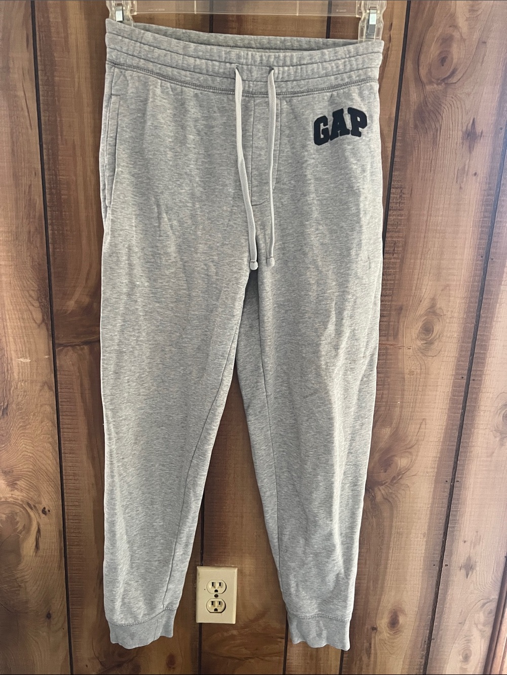 GAP Light Gray Fleece Joggers with Navy Logo